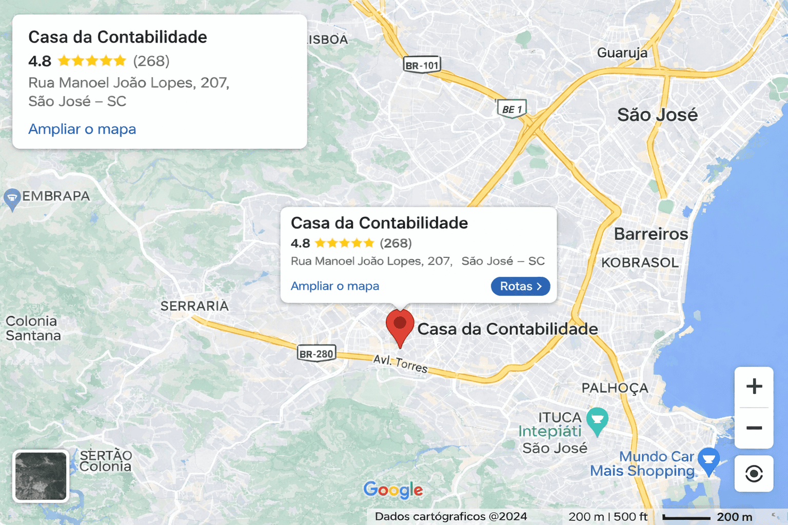 Localização da Casa da Contabilidade no mapa